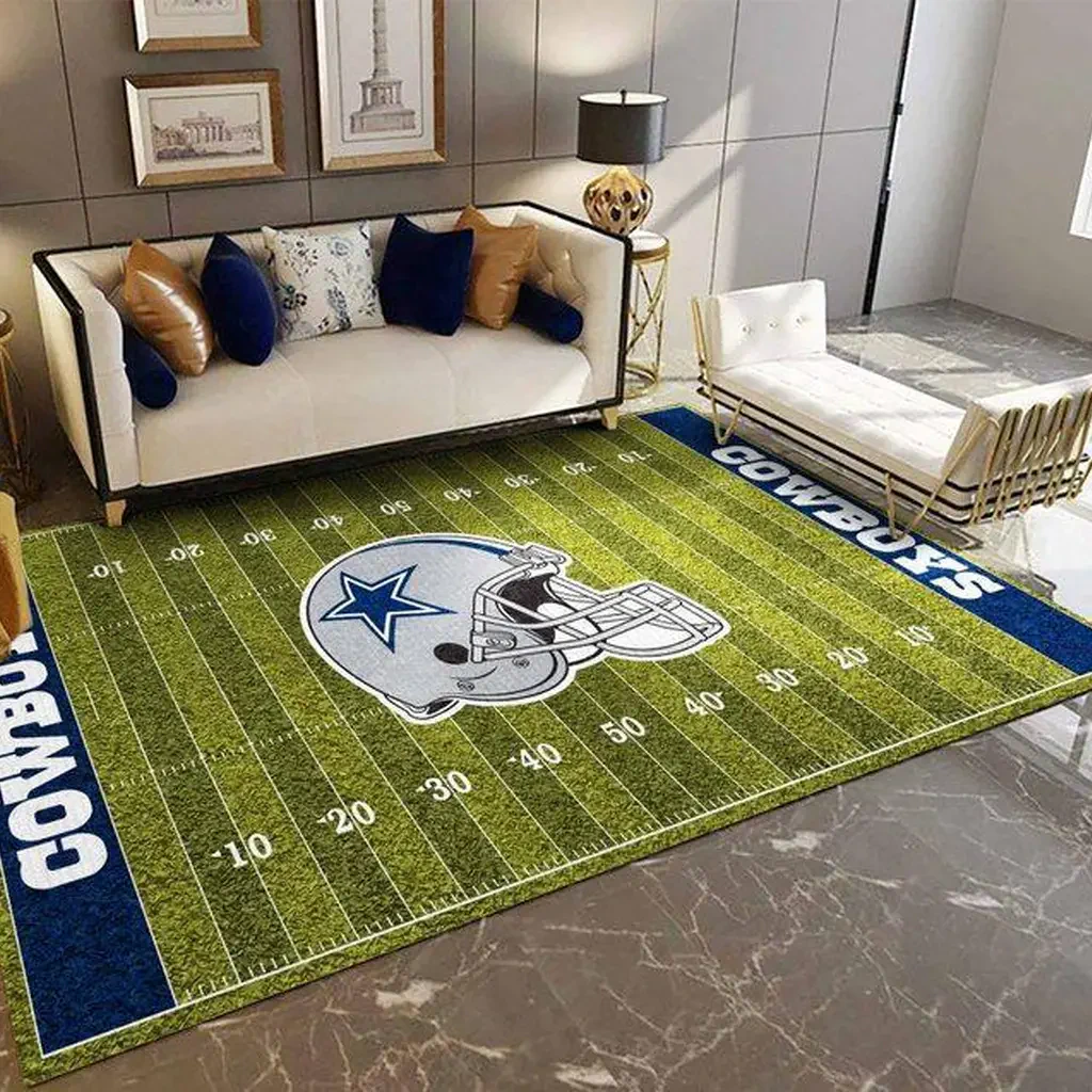 Dallas Cowboys Rug – Football Field Area for Fans Blue and Green