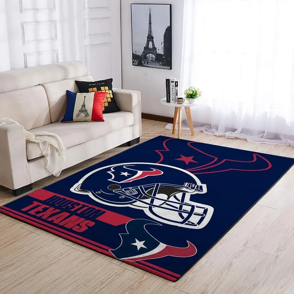 Houston Texans Rug – NFL Helmet Area for Fan Rooms Blue and Green