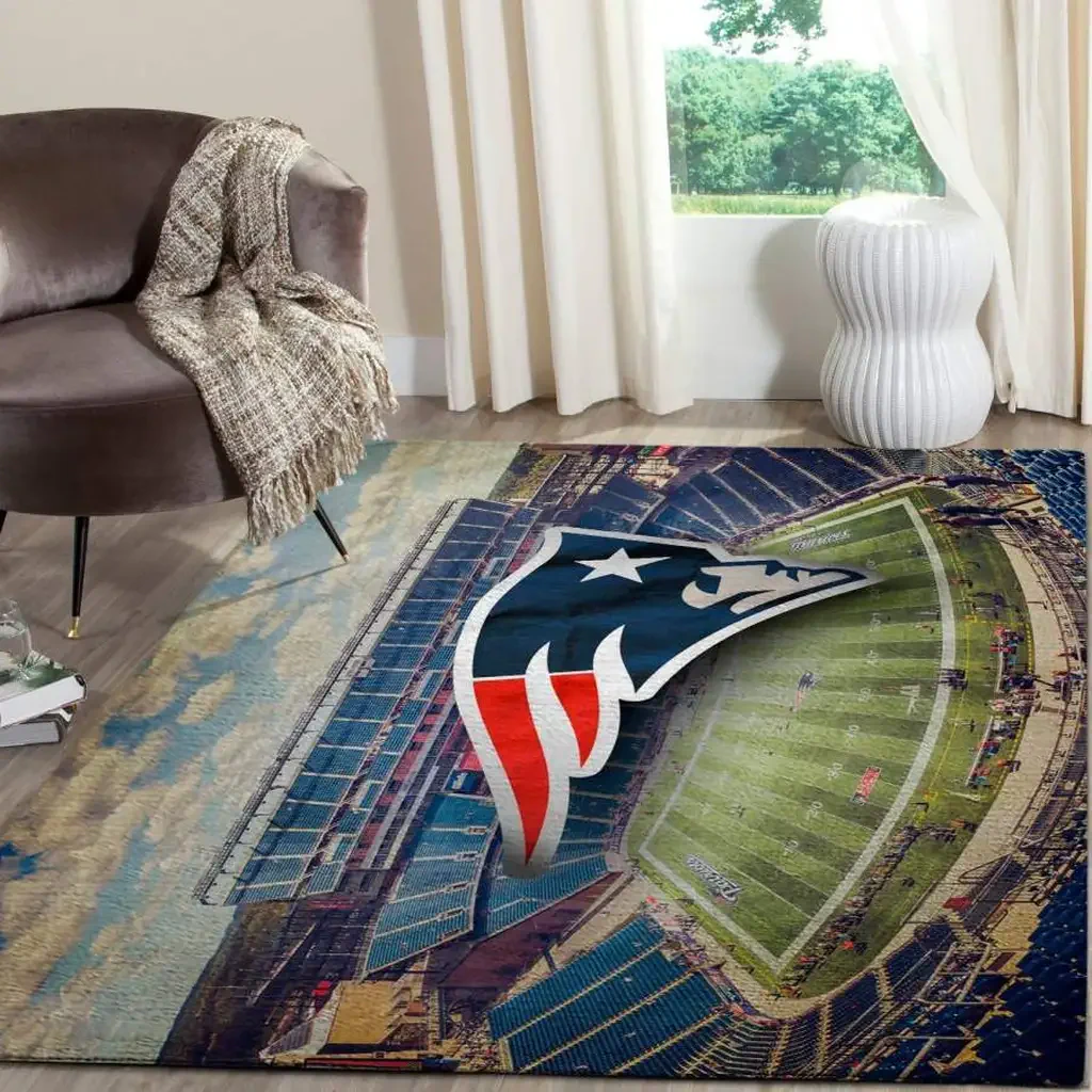 New England Patriots Rug – Area Perfect for Fans Room Decor Blue and Red