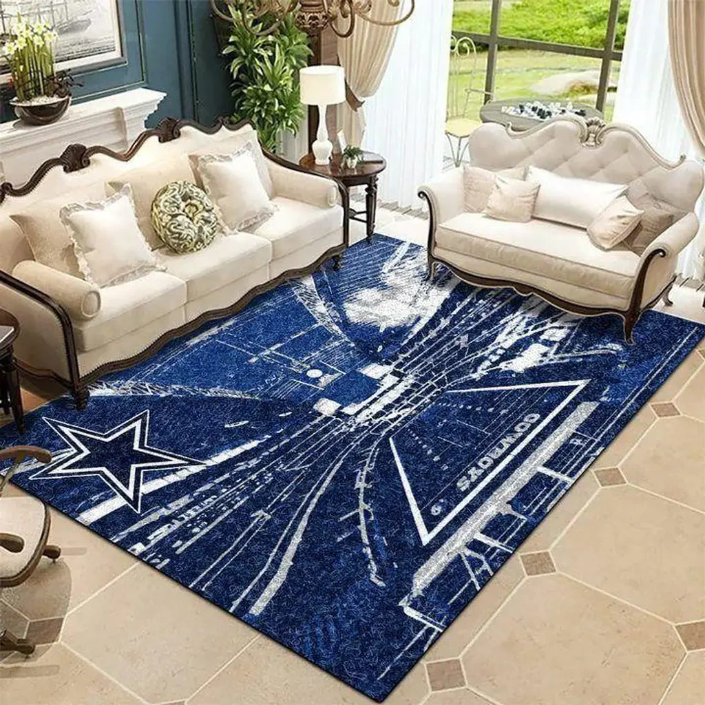 Dallas Cowboys Rug – Large Area for Living Room Blue and White