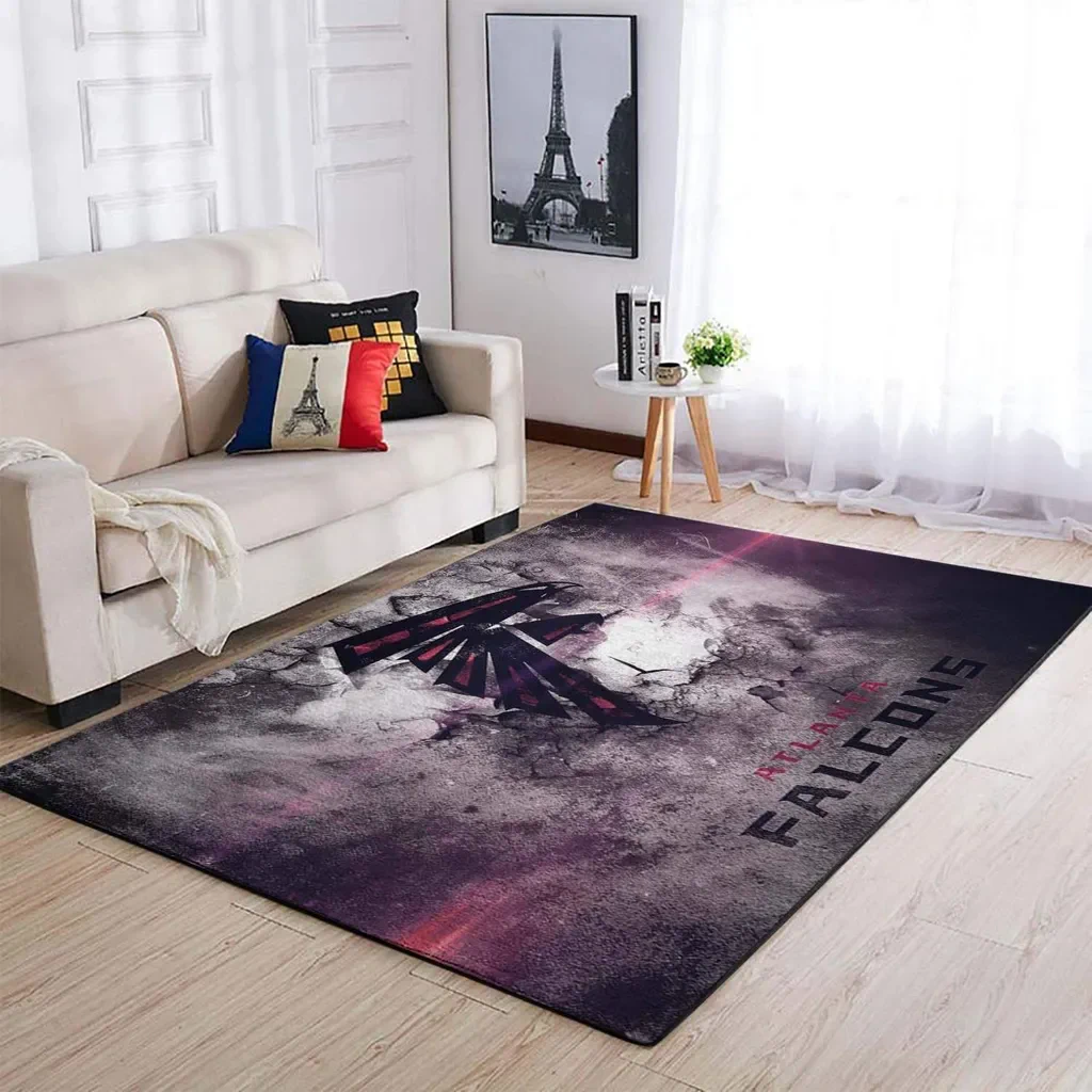 Atlanta Falcons Rug – Modern Area for Living Room Decor Black and Gray
