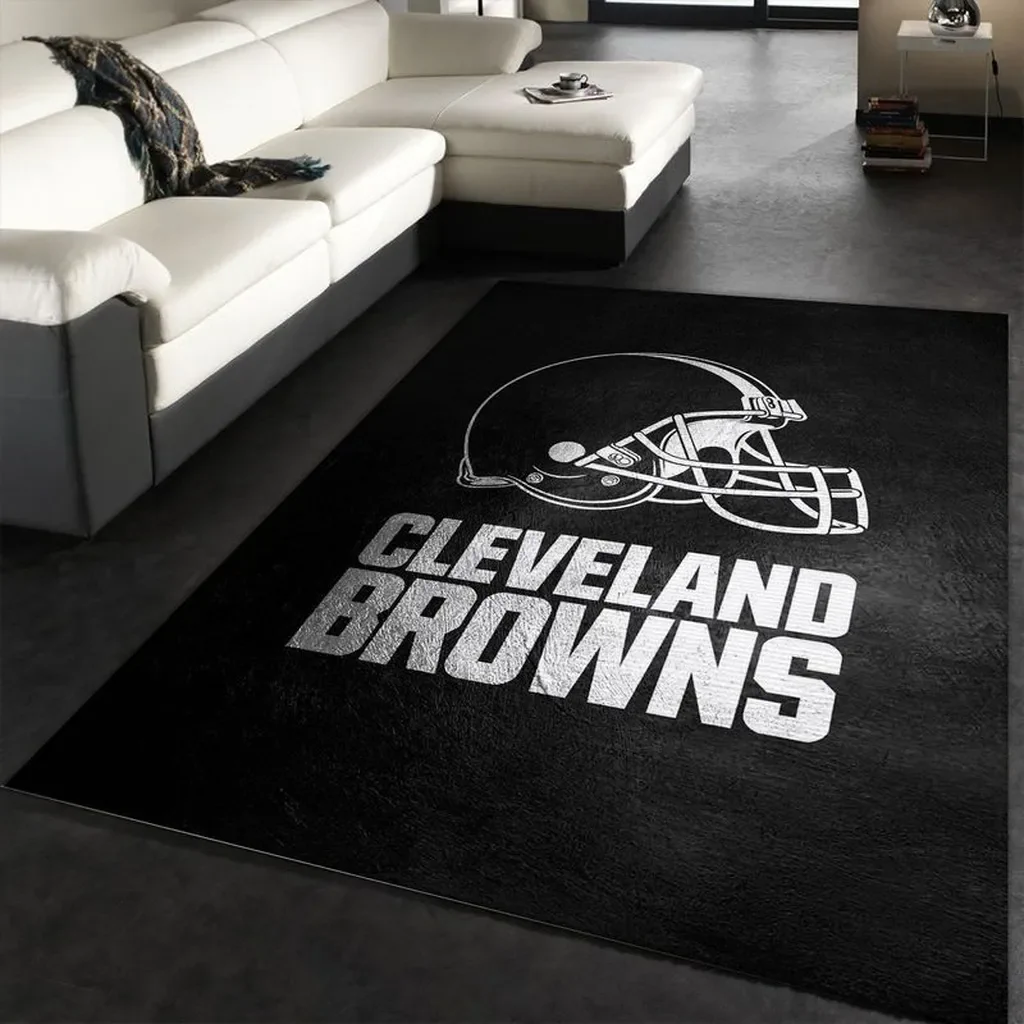 Cleveland Browns Rug – Football Helmet Area for Home Decor Black and White