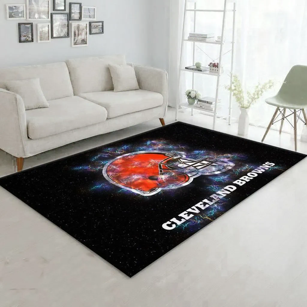 Cleveland Browns Rug – Helmet Area Perfect for Fans Black and Orange