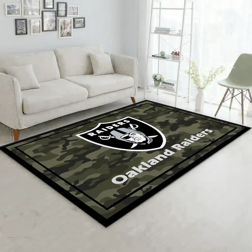 Oakland Raiders Rug – Camouflage Area for Living Room Black and Green