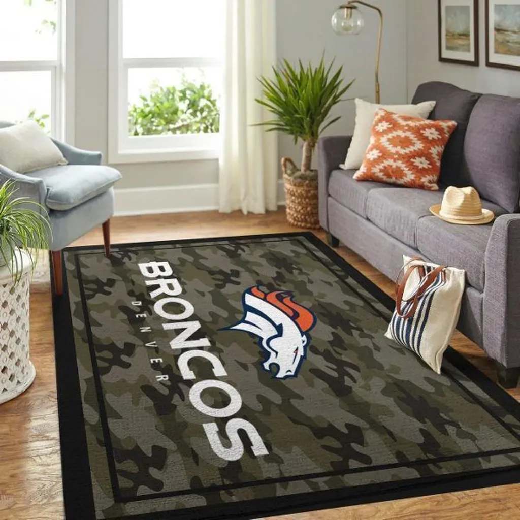 Denver Broncos Rug – Camo Area for Living Room Decor Black and Green