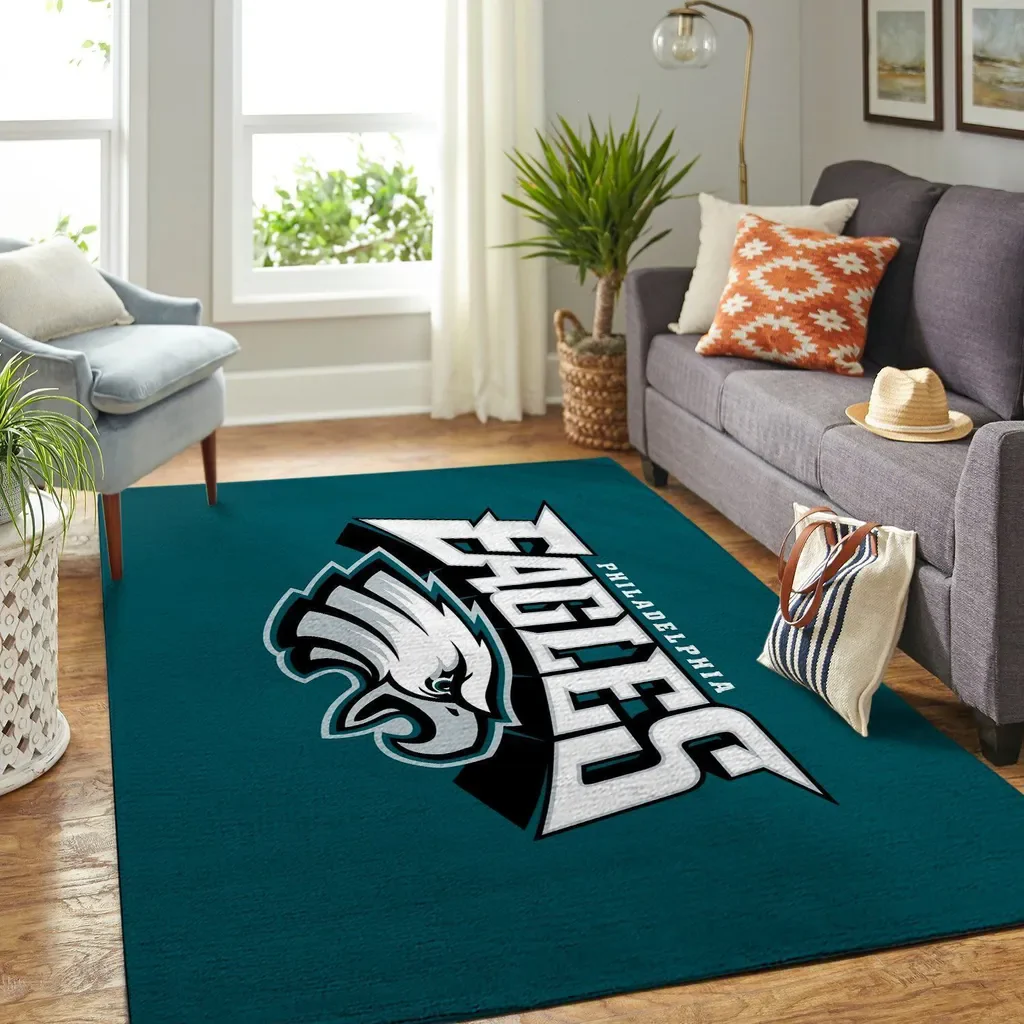 Philadelphia Eagles Rug – NFL Team Logo Area for Living Room Green and White