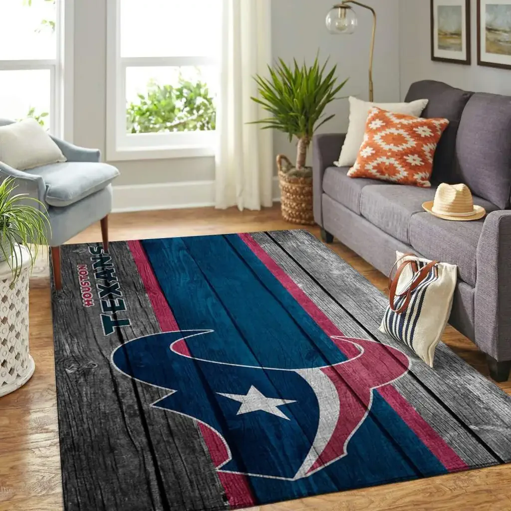 Houston Texans Rug – Wood Plank Style Fan Area Black and Blue