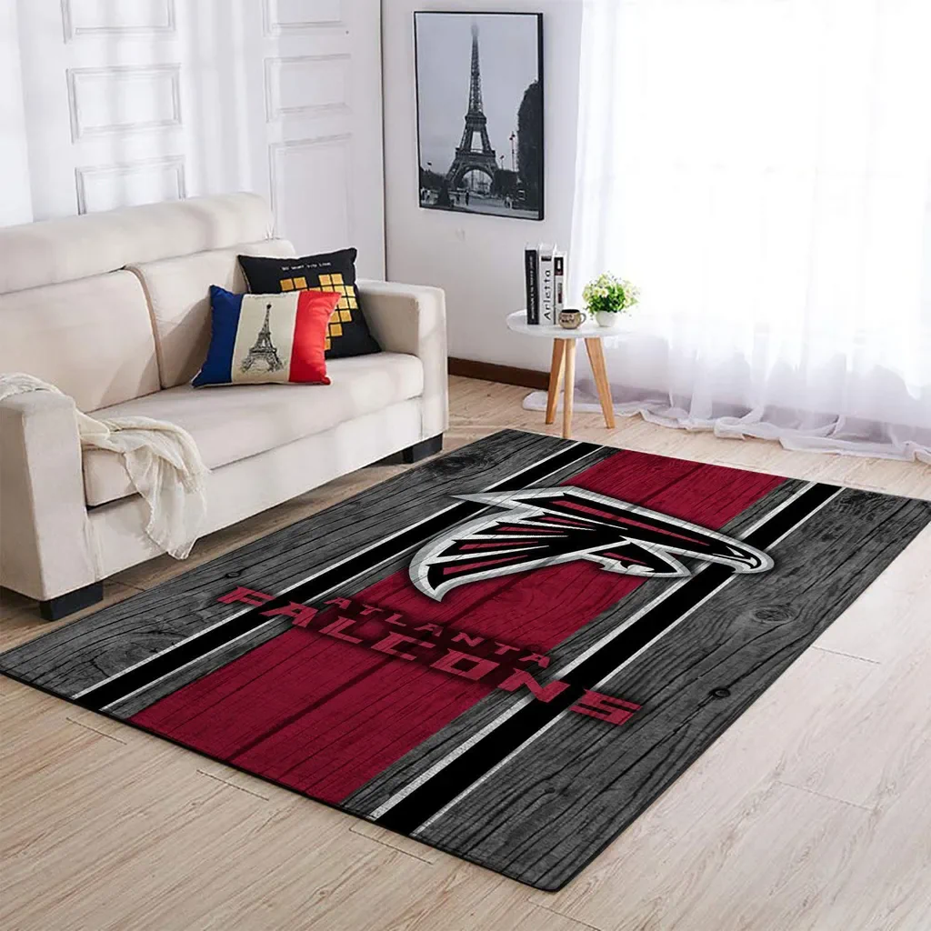 Atlanta Falcons Rug – Vintage Wood Style Area Black and Red