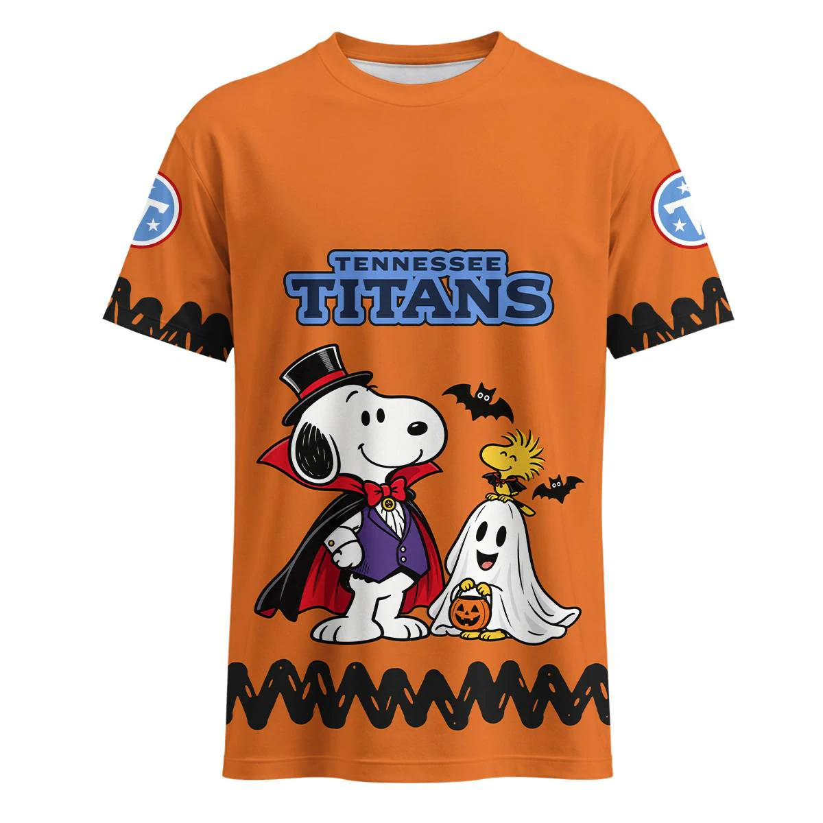 Tennessee Titans Peanuts Halloween T-Shirt, Men's Navy Red Graphic Tee, Snoopy Football Fan Gift