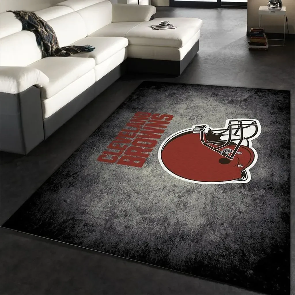Cleveland Browns Rug – Team Helmet Area for Fans Brown and Gray