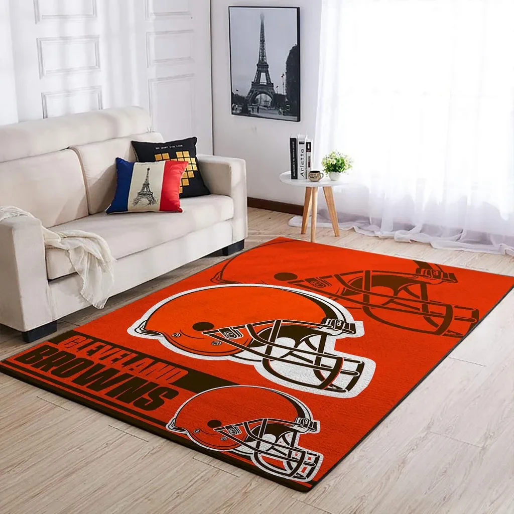 Cleveland Browns Rug – Area Football Helmet Carpet Orange and Brown