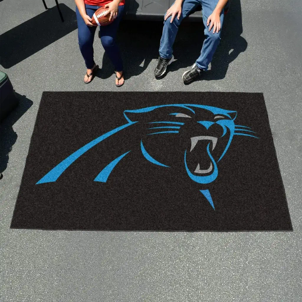 Panther Logo Rug Ideal for Living Room Decoration Black and Blue