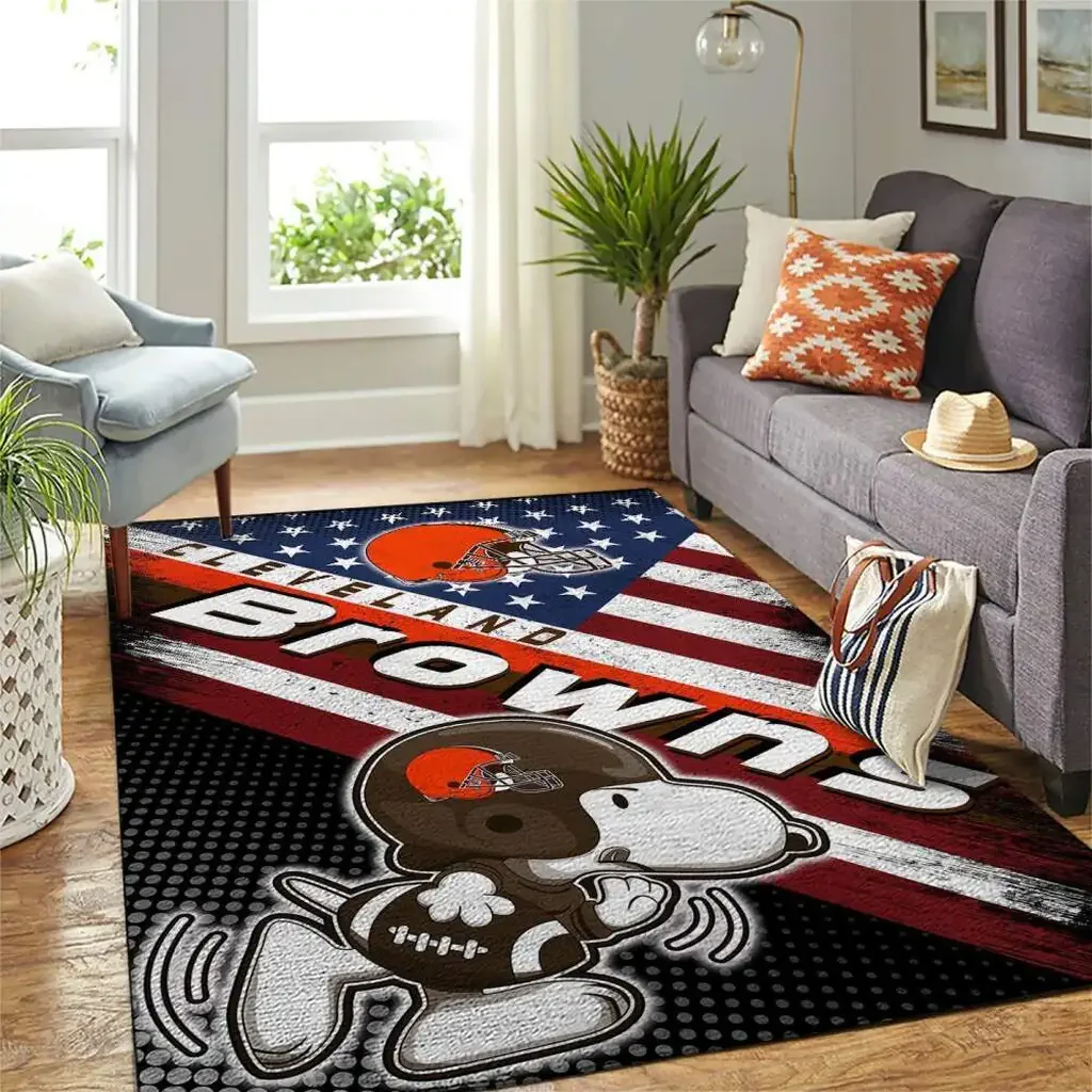 Cleveland Browns Rug – NFL Snoopy Football Carpet Black and Brown