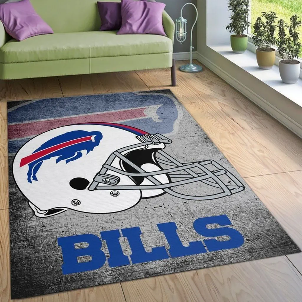 Buffalo Bills Rug – Football Helmet Area for Fans Blue and Gray