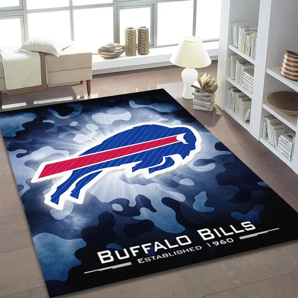 Buffalo Bills Rug – Area Team Logo Carpet for Fans Blue and Red
