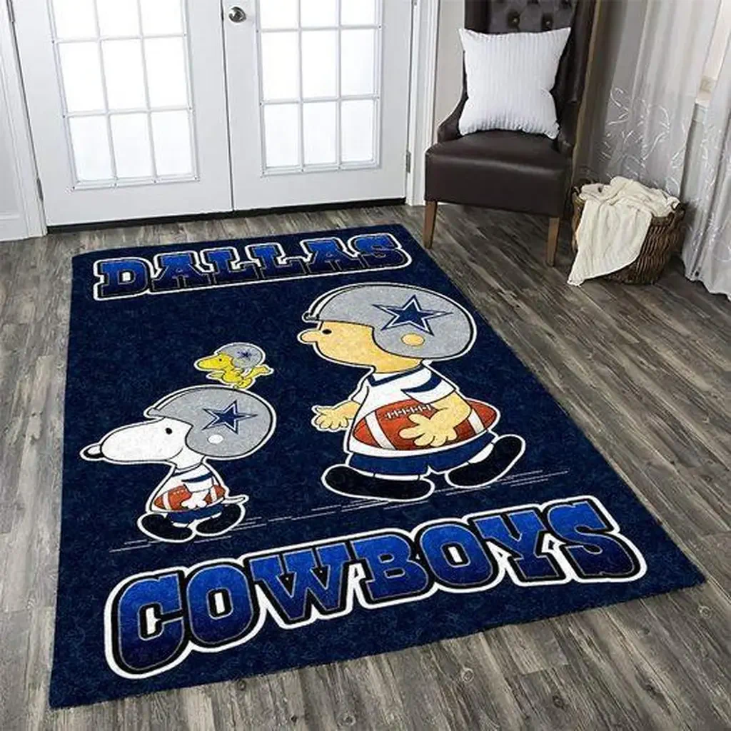 Dallas Cowboys Rug – Football Area for Game Room Decor Blue and White