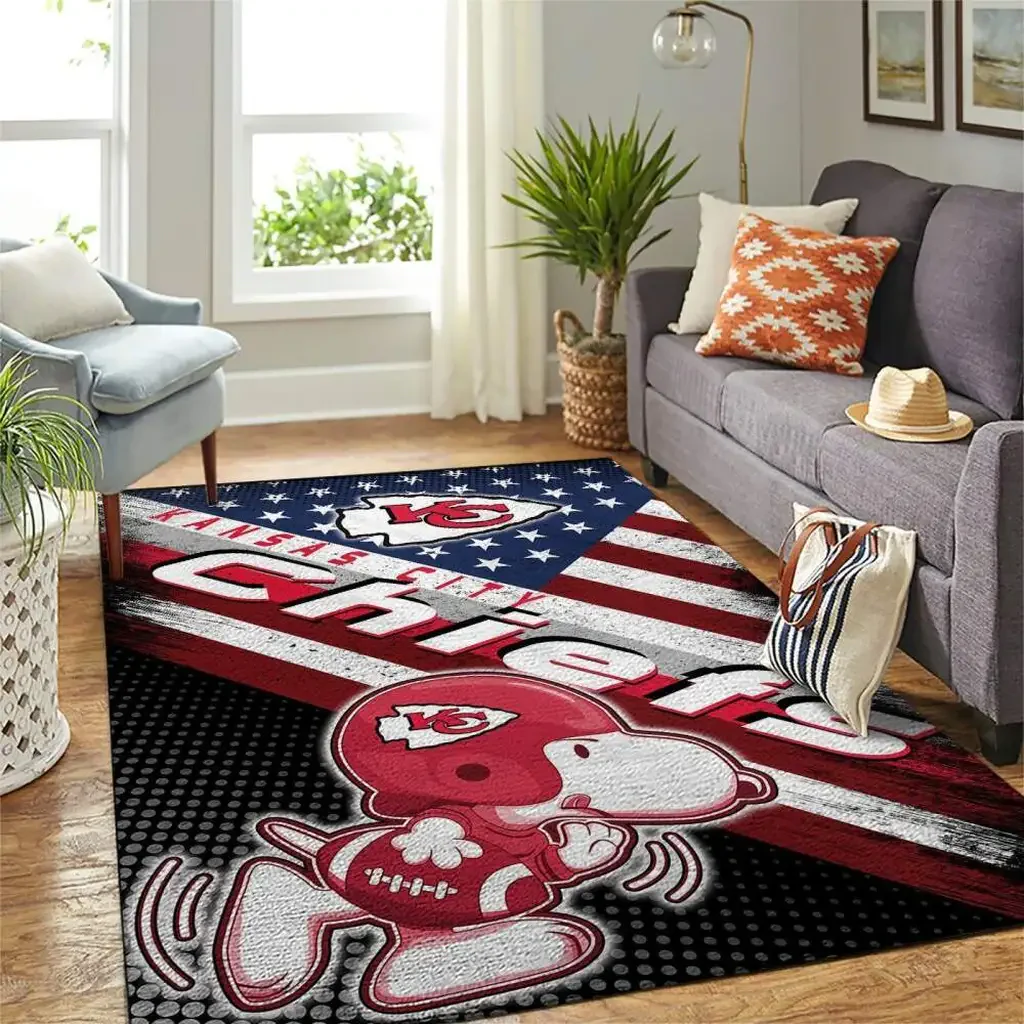 Kansas City Chiefs Rug – Cartoon Football for Fans Red and White
