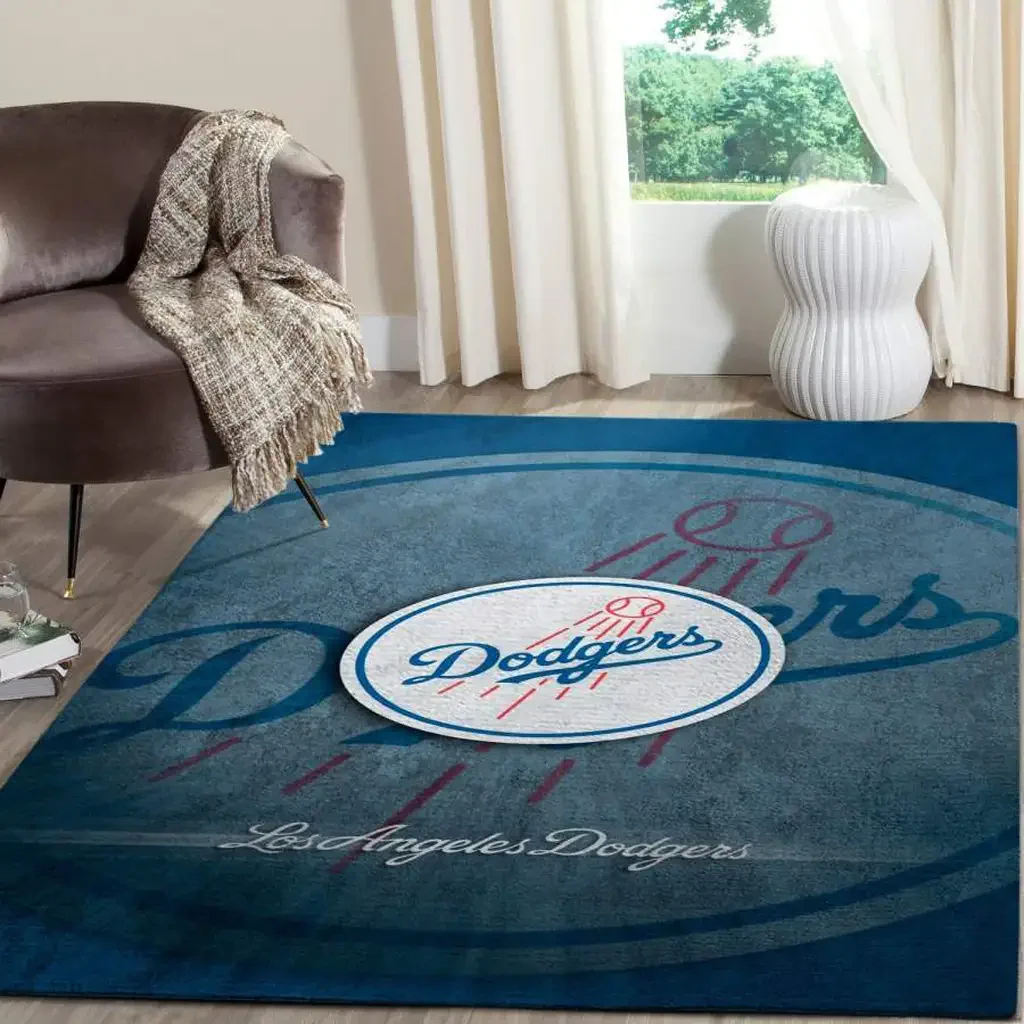 Los Angeles Dodgers Rug – Logo Area Perfect for Home Decor Blue and White