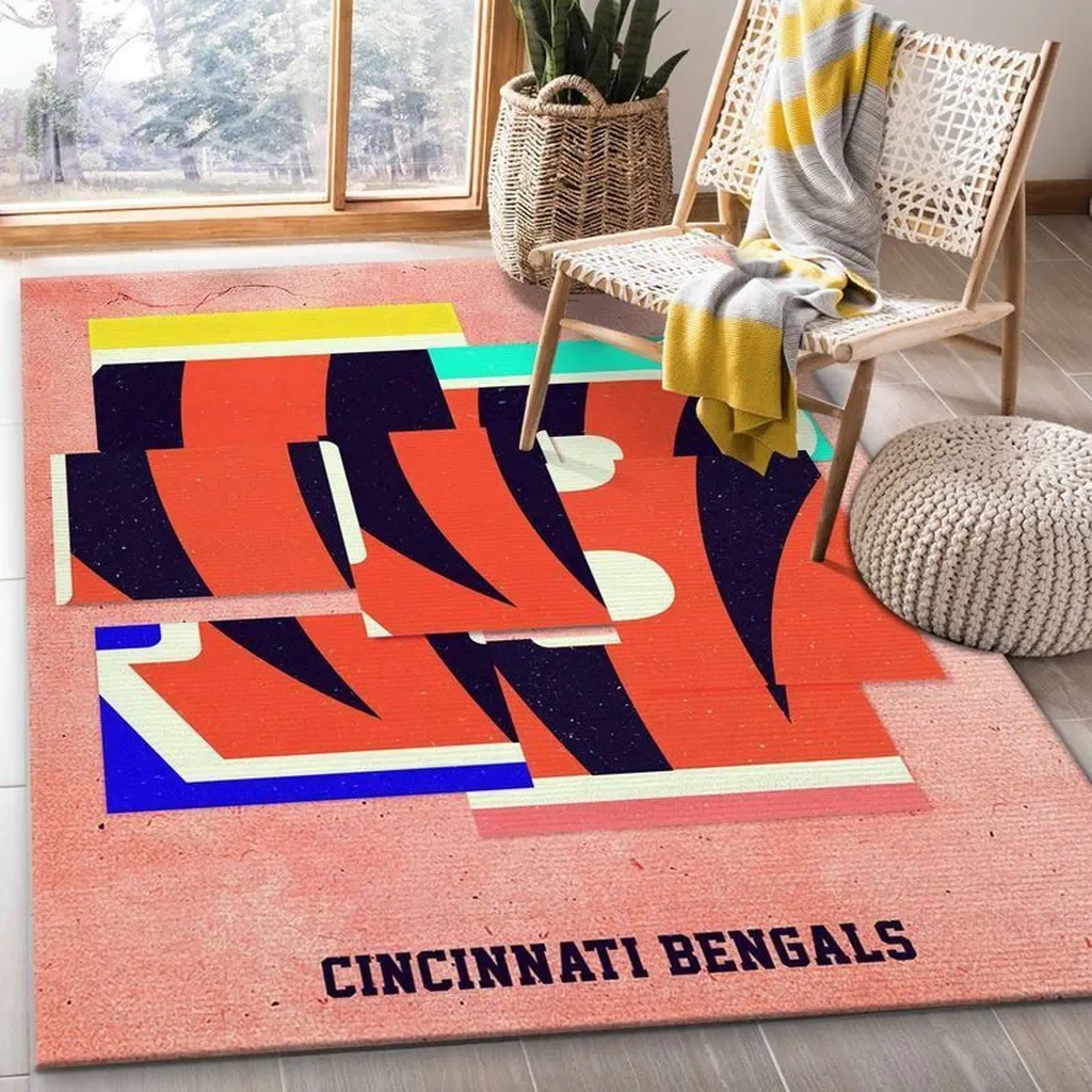 Cincinnati Bengals Rug – Area Bold Team Decor Black and Orange