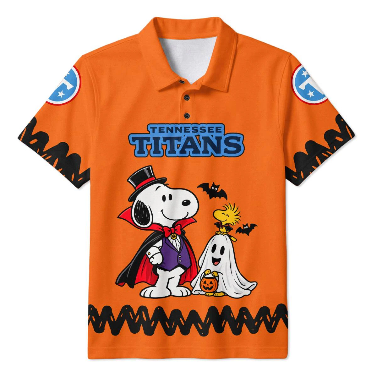 Tennessee Titans Peanuts Halloween Polo Shirt, Men's Navy Red Golf Polo, Snoopy Football Fan Gift