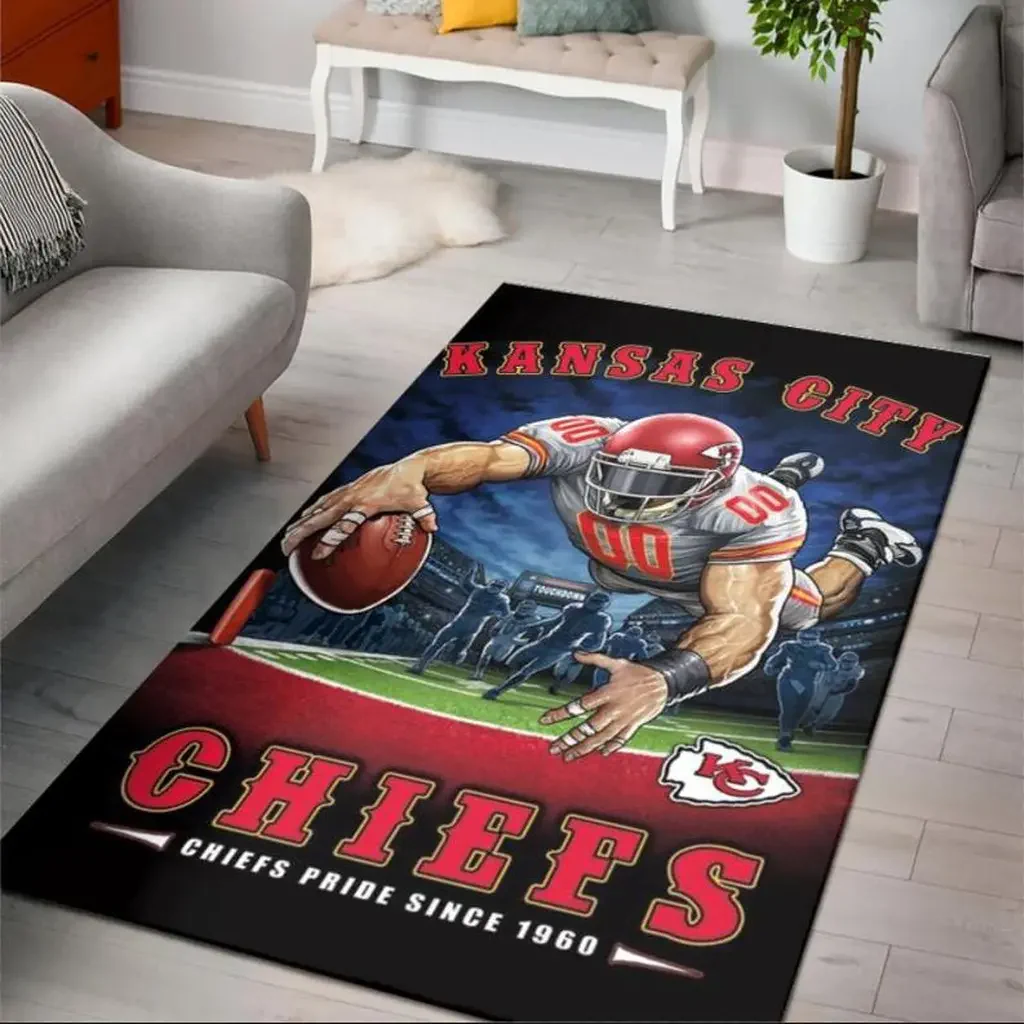 Kansas City Chiefs Rug – Team Perfect for Fans Red and Gray