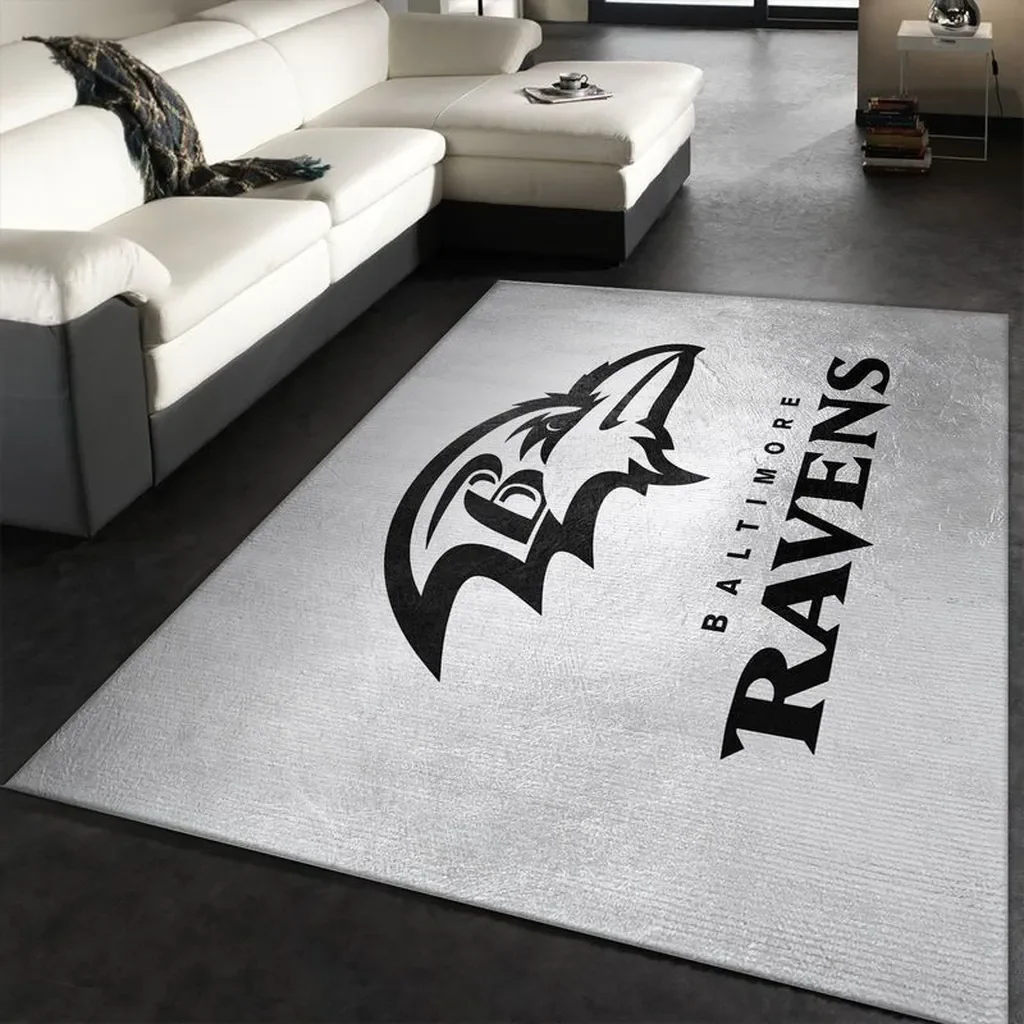 Baltimore Ravens Rug – Modern Living Room Decor Carpet Black and White