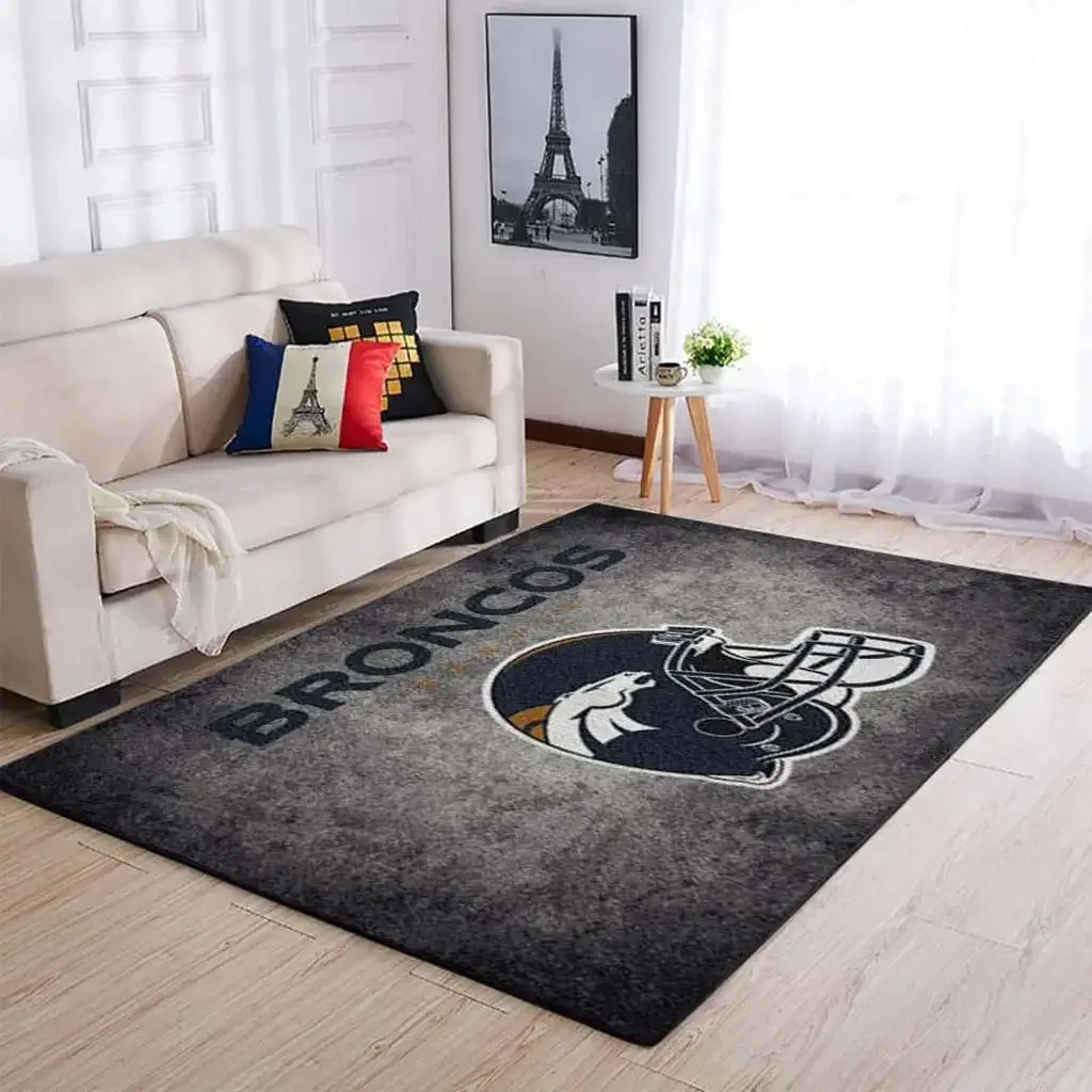 Denver Broncos Rug – Area for Living Room and Bedroom Decor Black and Gray