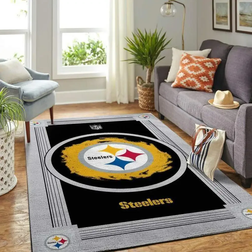 Pittsburgh Steelers Rug – Fan NFL Team Decor Black and Yellow