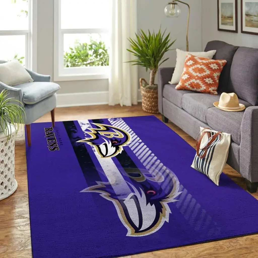 Baltimore Ravens Rug – for Living Room Decor Purple and White