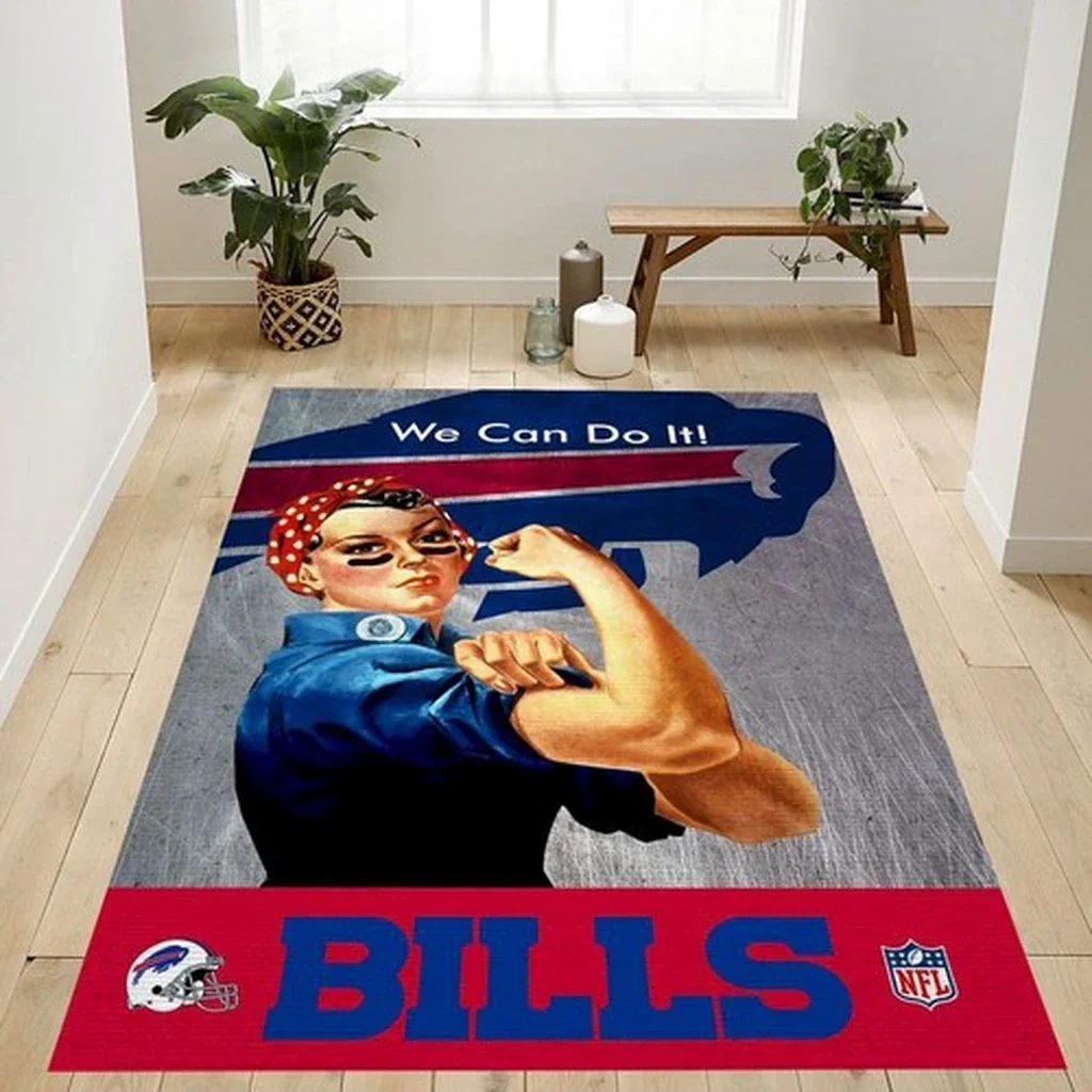 Buffalo Bills Rug – We Can Do It NFL Team Fan Blue and Red