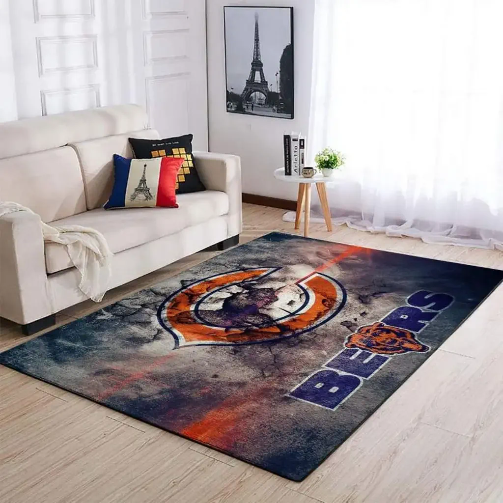 Chicago Bears Rug – Vintage Style Football Decor Blue and Orange