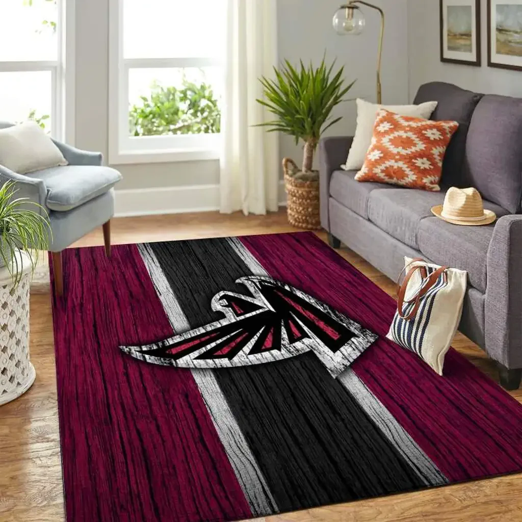 Atlanta Falcons Rug – Stripe Area for Living Room Decor Black and Red