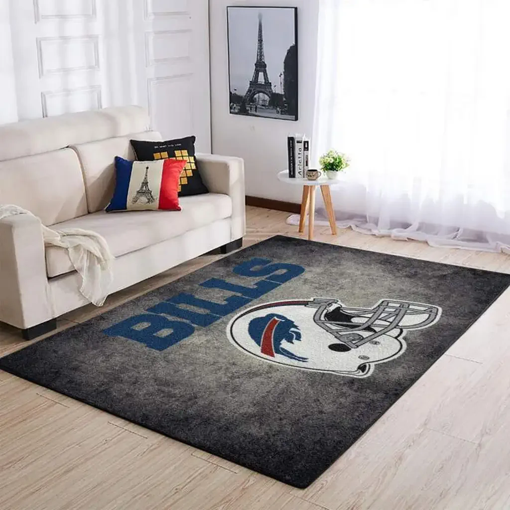 Buffalo Bills Rug – Football Team Area for Living Room Blue and Gray