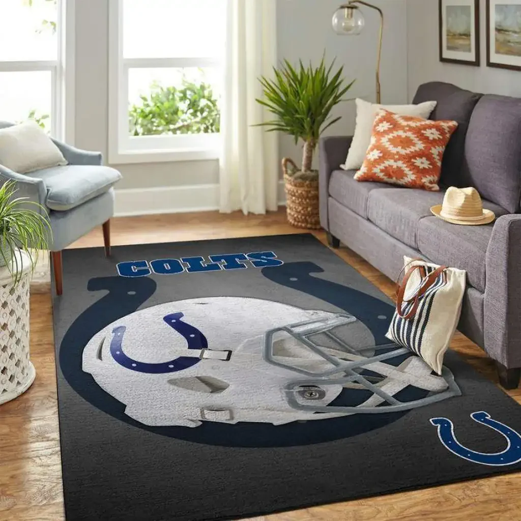 Indianapolis Colts Rug – Helmet Area for Living Room Decor Black and White