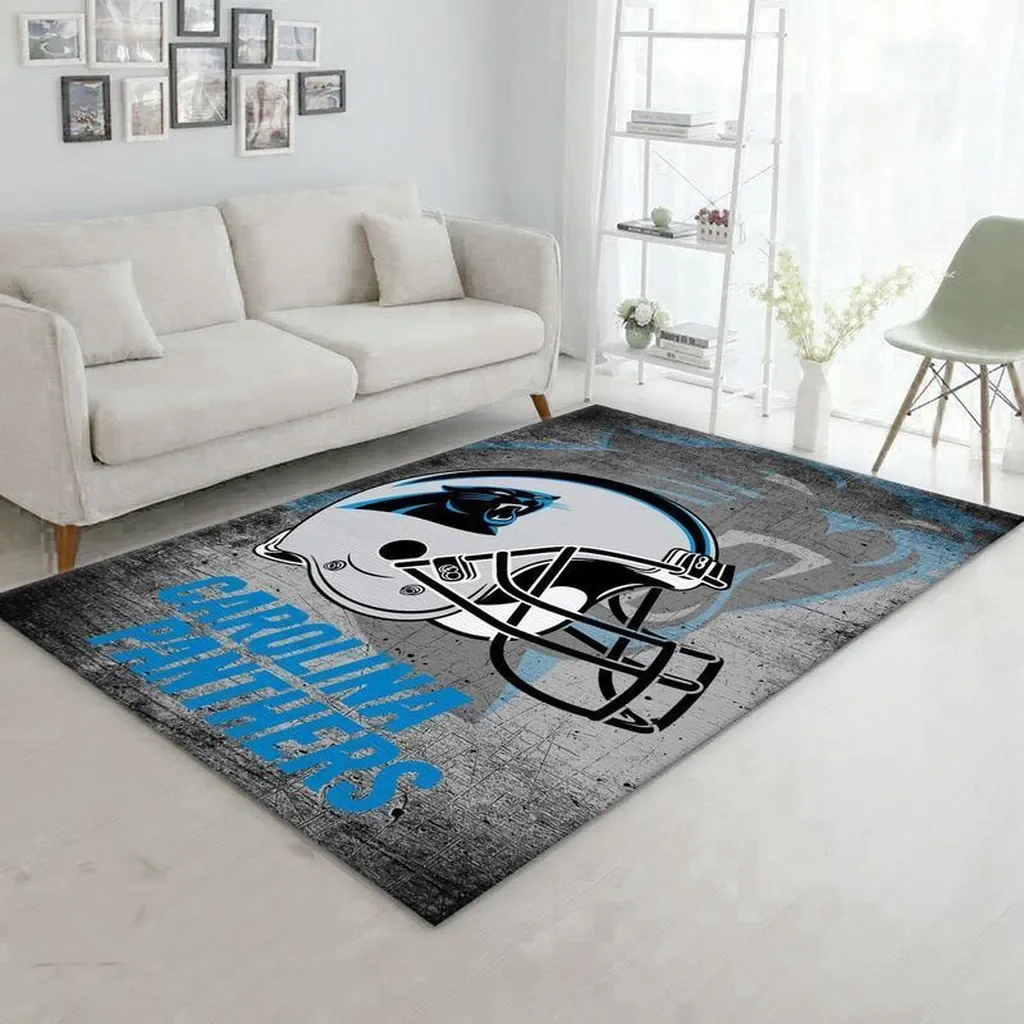 Carolina Panthers Rug – Football Helmet Area for Decor Blue and Gray
