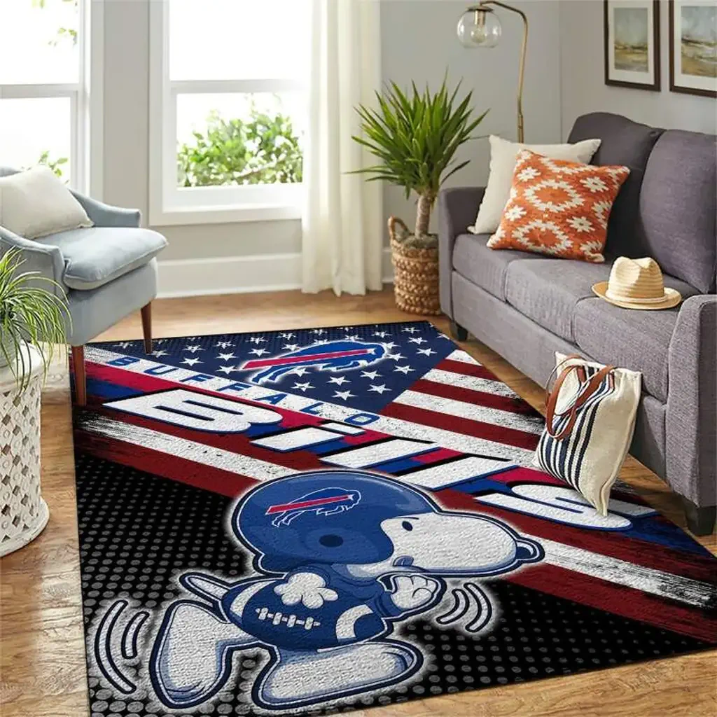Buffalo Bills Rug – Snoopy Area Perfect for Fans Blue and White