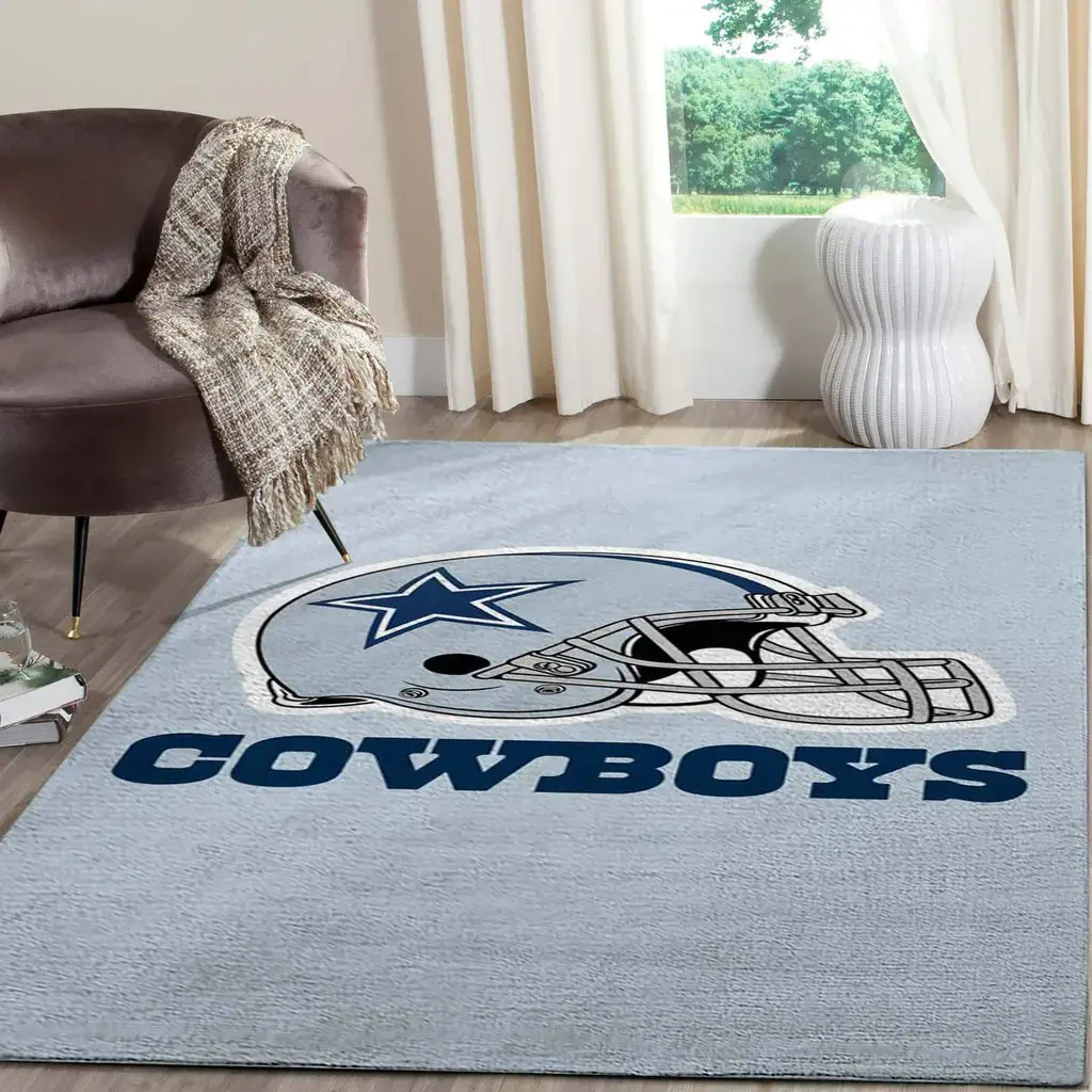 Dallas Cowboys Rug – Football Helmet Area for Fans Blue and Gray