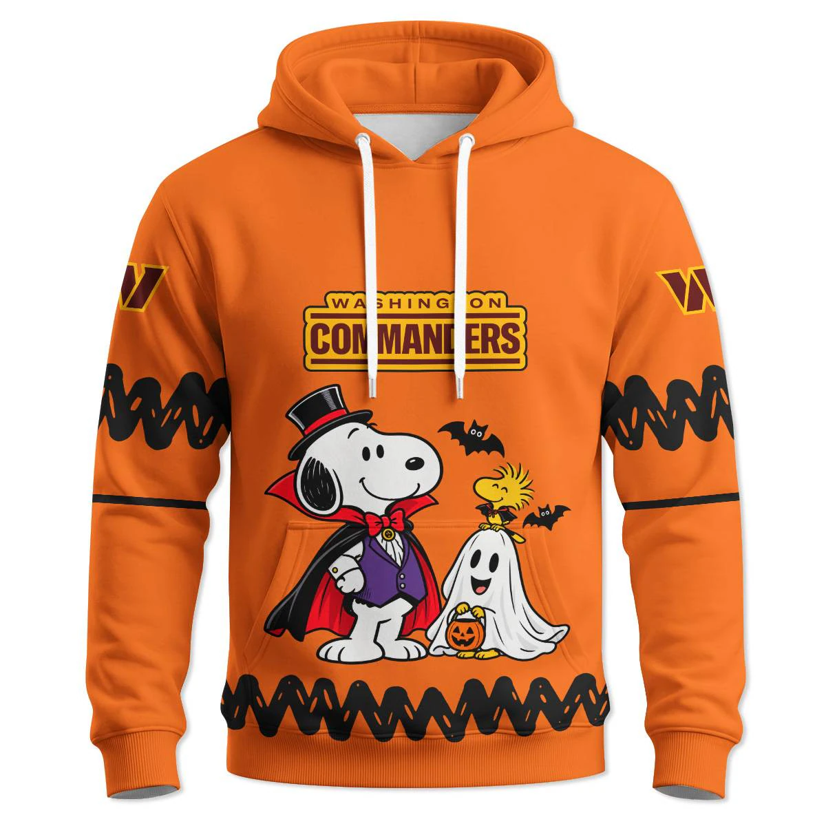Washington Commanders Peanuts Halloween Hoodie, Men's Burgundy Gold Pullover Hoodie, Snoopy Football Fan Gift