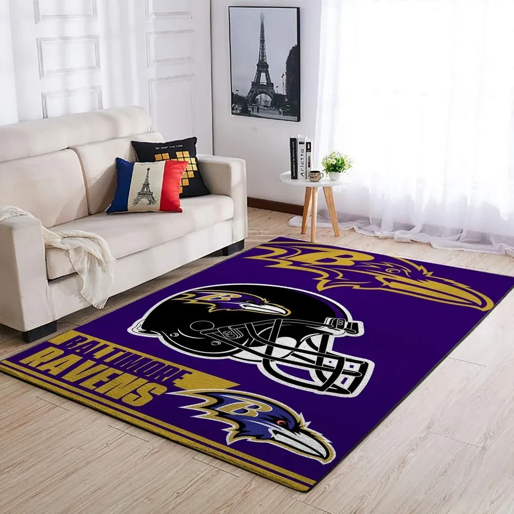 Baltimore Ravens Rug – NFL Fan Area for Gameroom Black and Purple