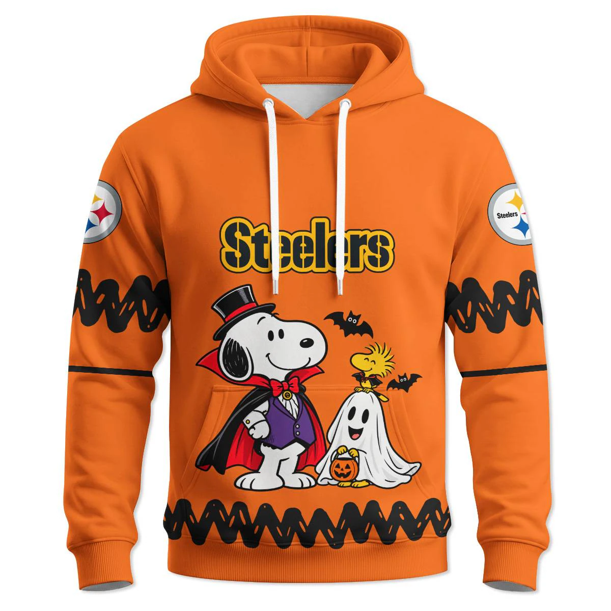 Pittsburgh Steelers Peanuts Halloween Hoodie, Men's Black Gold Pullover Hoodie, Snoopy Football Fan Gift