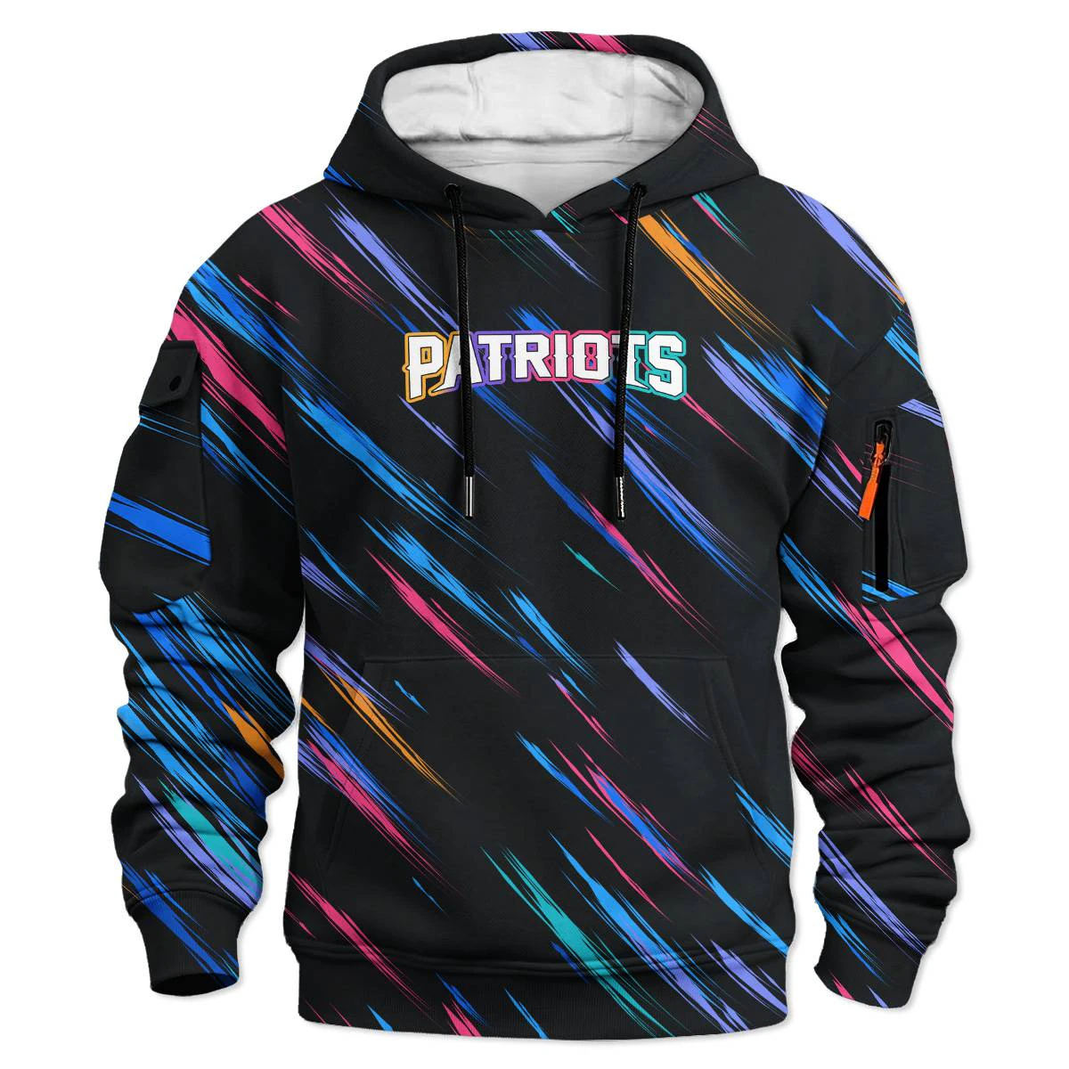 New England Patriots Crucial Catch Cargo Hoodie, Men's Navy Red Silver Pullover Hoodie